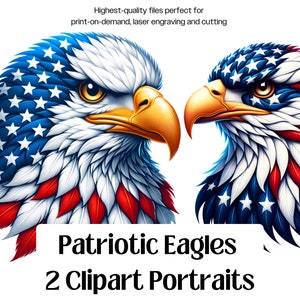 Águila patriótica PNG, 4 de julio, EE. UU., Águila americana PNG, sublimación, Día de la Independencia, águila calva, bandera estadounidense, grabado láser, impresión digital