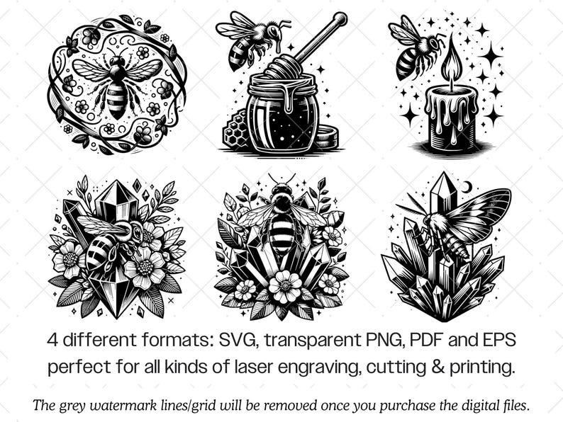 Bi SVG-paket · Blommig honungsbi honung natur Clipart PNG · Cricut bild 8