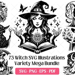 Hexe SVG-Bundle, Schneiden Laser-Gravur-Dateien, Vektor Art PNG Eps Pdf · Witchy Clipart Wicca Hexerei Pagan Silhouette Design Wicca svg