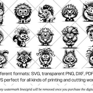 Paquete de archivos SVG de animales de dibujos animados divertidos · Imágenes prediseñadas PNG originales · Archivos para Cricut imagen 8