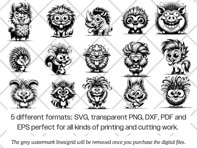 Paquete de archivos SVG de animales de dibujos animados divertidos · Imágenes prediseñadas PNG originales · Archivos para Cricut imagen 8