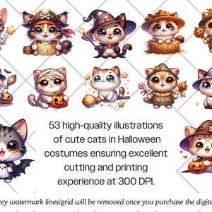 Halloween Cats PNG Bundle · Spooky Witchy Funny Cat Clipart image 3