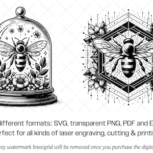 Bi SVG-paket · Blommig honungsbi honung natur Clipart PNG · Cricut bild 9