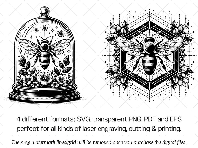Bi SVG-paket · Blommig honungsbi honung natur Clipart PNG · Cricut bild 9