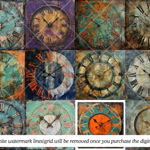 Ensemble PNG de cadrans d'horloge vintage · Clipart de scrapbooking grunge image 9