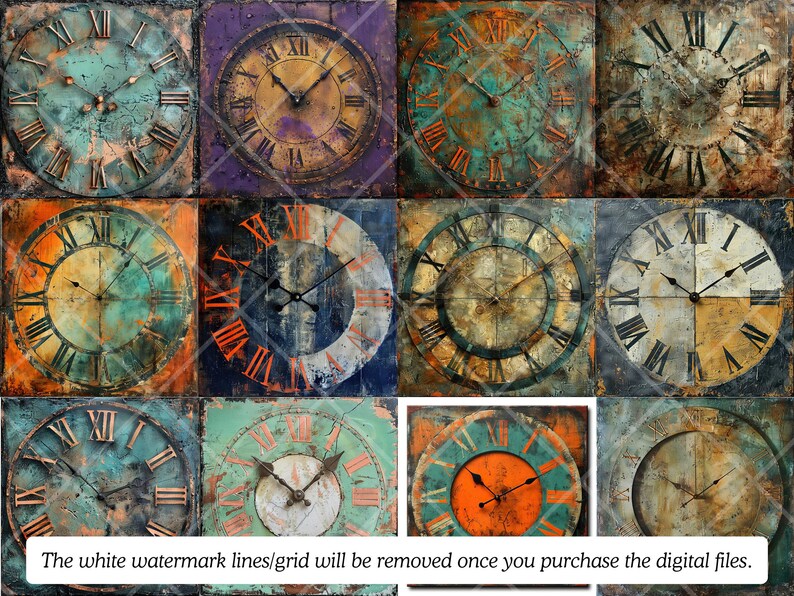 Ensemble PNG de cadrans d'horloge vintage · Clipart de scrapbooking grunge image 9