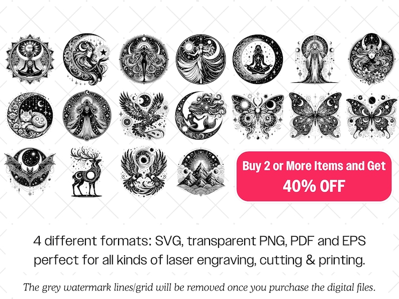 Celestial Boho SVG Bundle · Magical Wiccan Clipart PNG · Cricut image 9