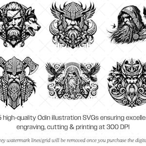 Odin SVG Bundle · Viking Norse Mythology God Clipart PNG · Cricut image 3