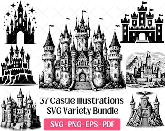 Castle SVG Bundle · Princess Medieval Fantasy Clipart PNG · Cricut