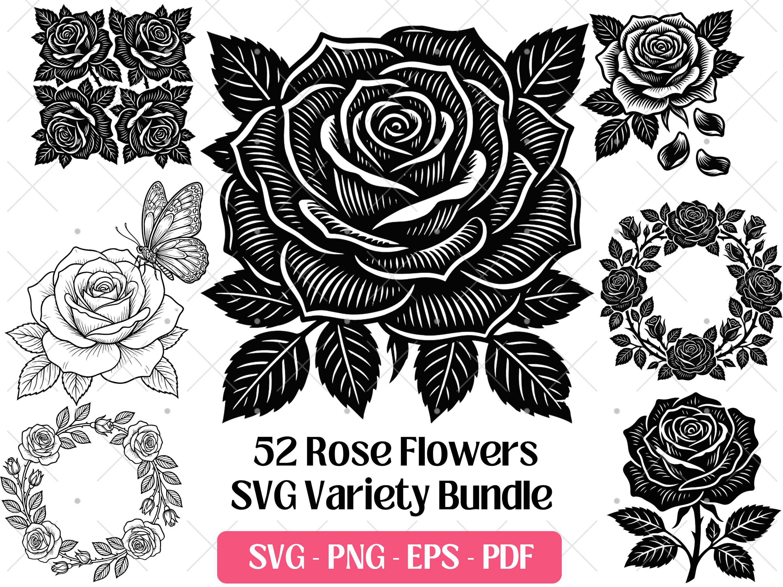 Rose SVG Bundle · Floral Botanical Garden Flower Clipart PNG · Cricut ...