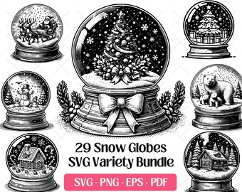 Snow Globe SVG Bundle · Christmas Winter Holiday Clipart PNG · Cricut