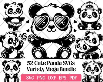 Panda SVG Bundle · Whimsical Funny Cartoon Giant Clipart PNG · Cricut
