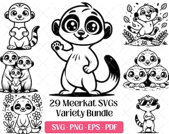 Meerkat SVG Bundle · Cartoon Funny Safari Animal Clipart PNG · Cricut