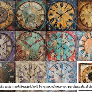Ensemble PNG de cadrans d'horloge vintage · Clipart de scrapbooking grunge image 7