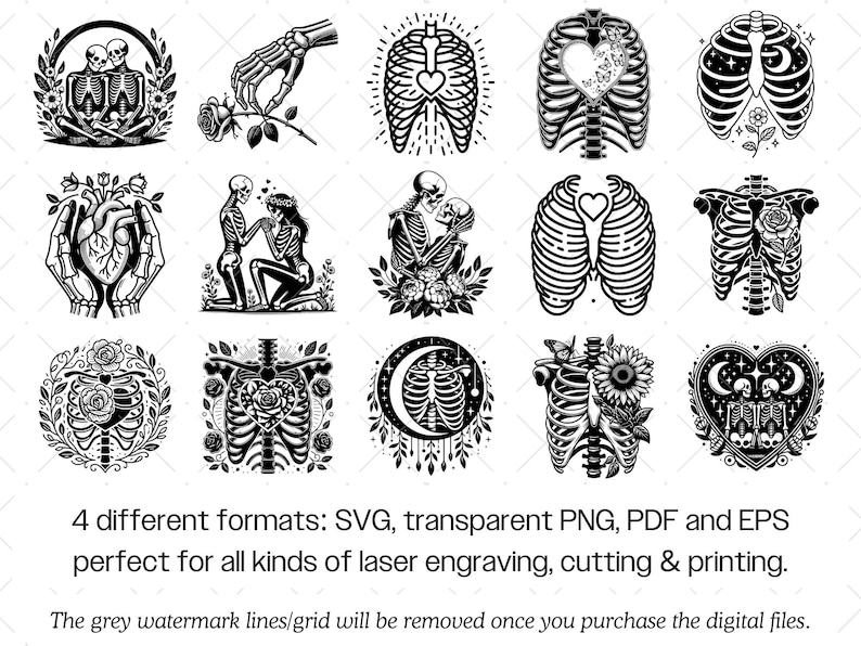 Skelett Liebhaber SVG Bundle · Gothic Schädel Clipart PNG · Cricut Dateien Bild 9