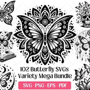 蝶のSVGバンドル · 花柄のオオカバマダラ 自然 ボヘミアン クリップアート PNG · Cricut