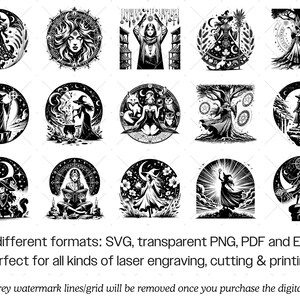Witch SVG Bundle · Wiccan Pagan Witchcraft Clipart PNG · Cricut Files image 9