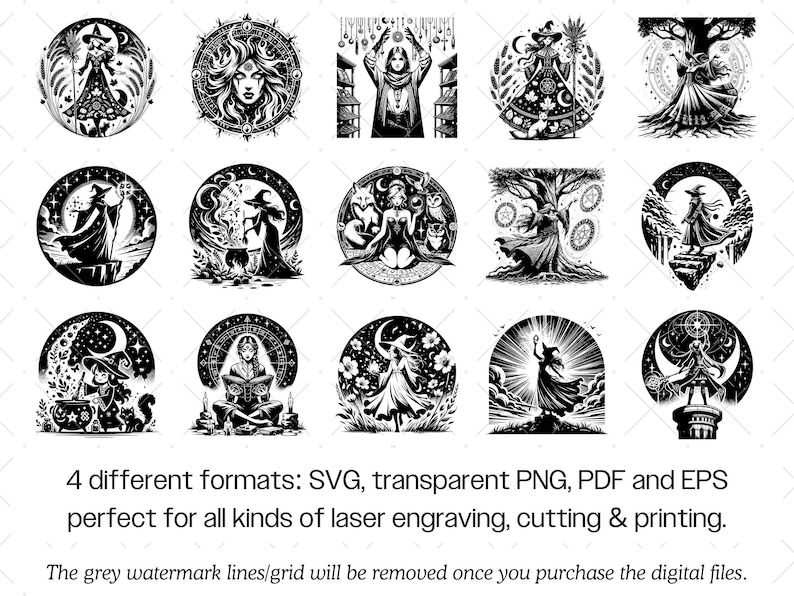 Witch SVG Bundle · Wiccan Pagan Witchcraft Clipart PNG · Cricut Files image 9