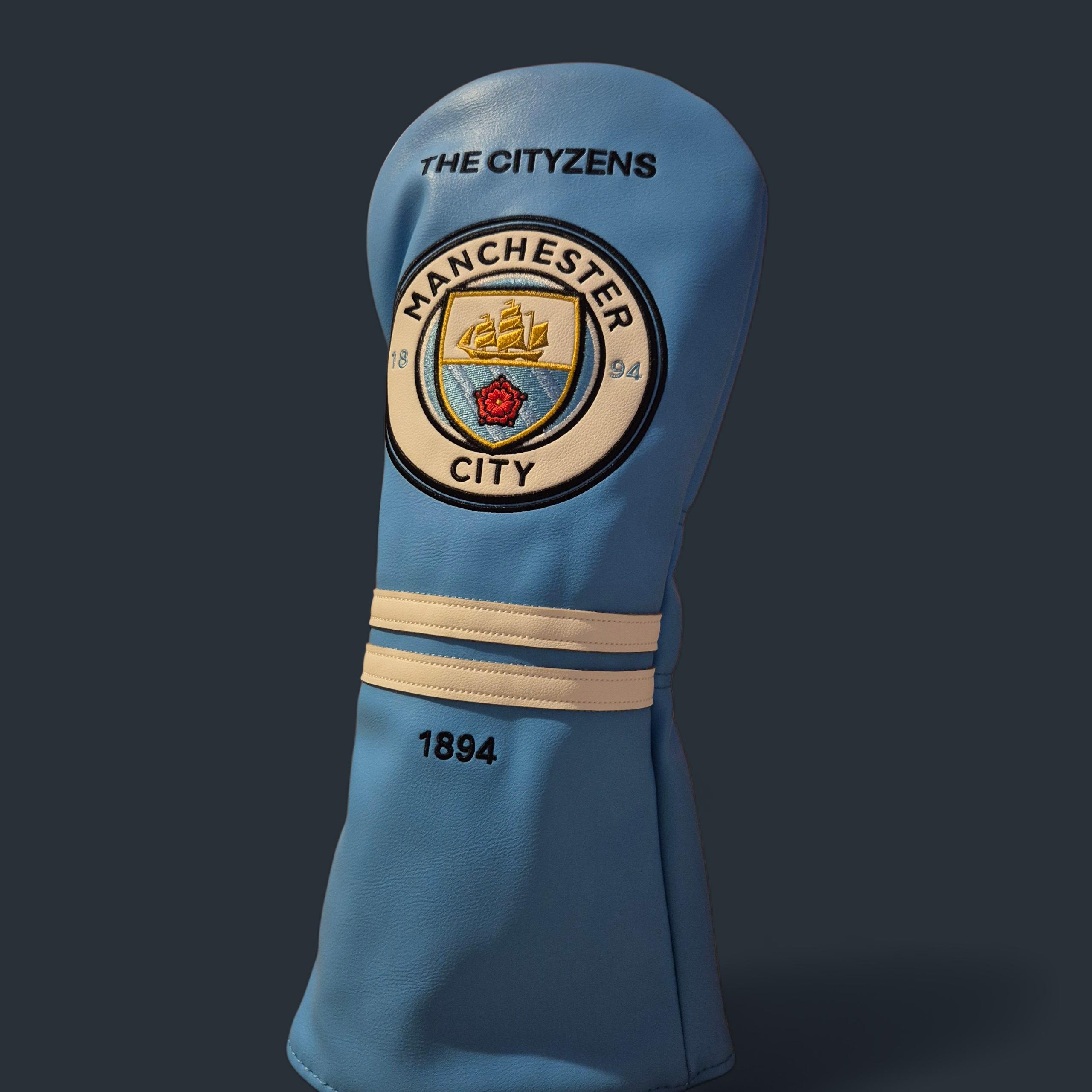 Manchester City Golf Driver Headcover | Golf Gift | Fairway Wood Hybrid Cover | Golf Accessories for Citizens Supporter