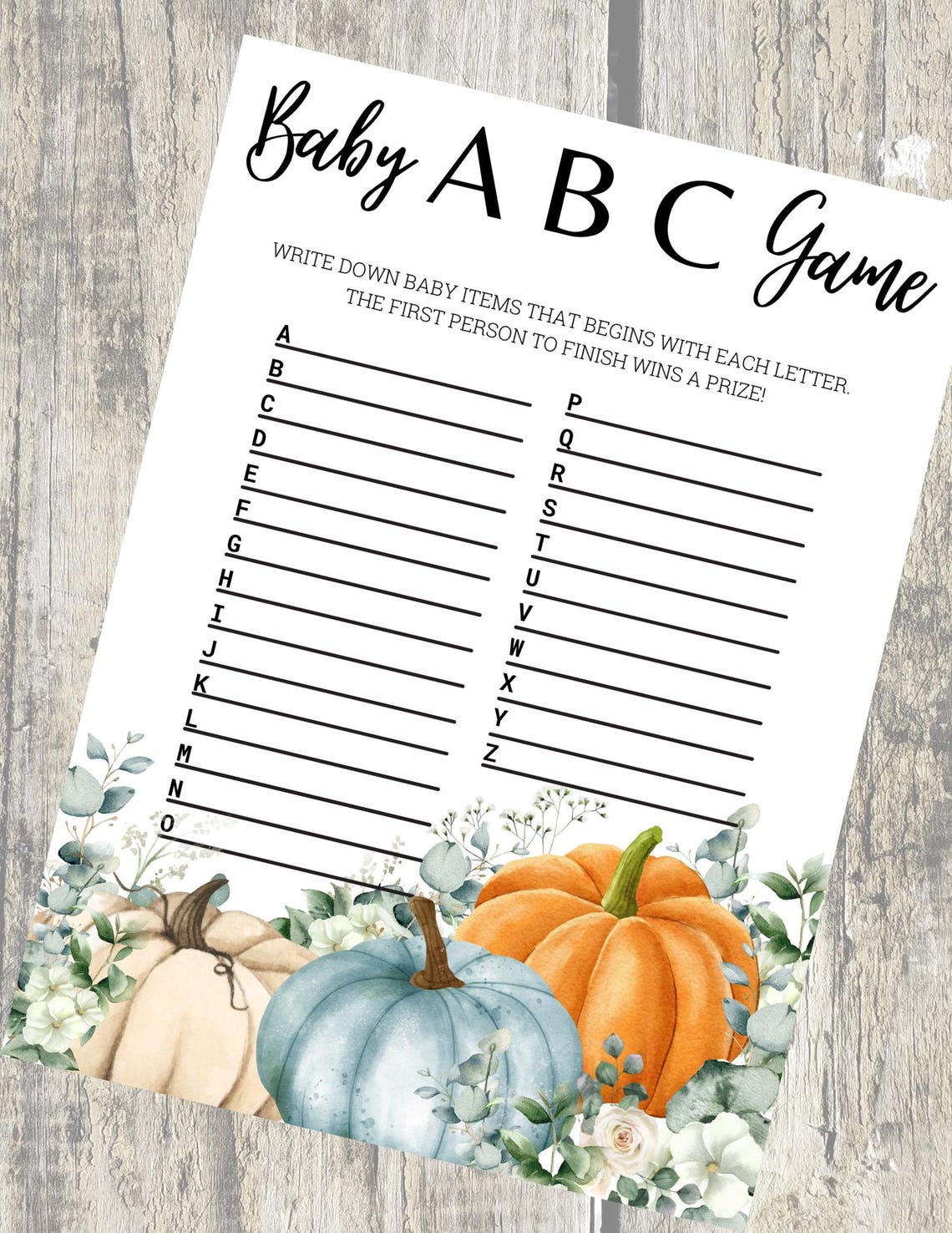 Printable Pumpkin Themed Baby Shower Games - Baby ABC and Bingo - Etsy