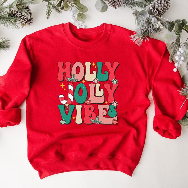 Retro Christmas Shirt, Holly Jolly Vibes Shirt, Vintage Christmas Shirt, Vintage Groovy Holly Jolly Vibes Shirt