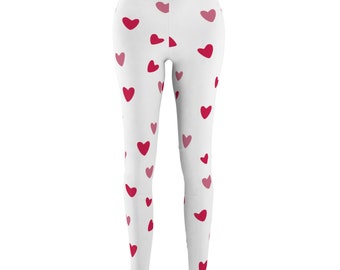 Heart Print Leggings: Pink & Red Valentine's Day Style