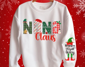 Personalized NaNa Claus Sweatshirt, Christmas Grandkids Keepsake