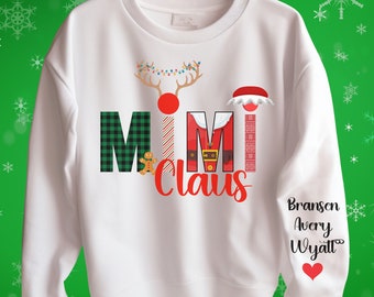 Personalized Mimi Claus Sweatshirt, Grandkids Names, Christmas Gift