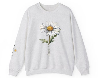 April Birth Month Flower Sweatshirt - Daisy Graphic Crewneck