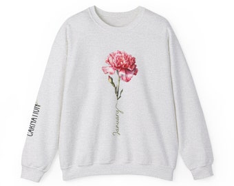 January Birth Month Flower Sweatshirt: Carnation Design