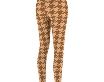 Brown Houndstooth Leggings, Cozy Chic Style