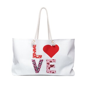 Grande bolsa tote para ela presente de dia dos namorados com amor para namorada bolsa tote de fim de semana para presente de dia dos namorados para mãe bolsa tote grande