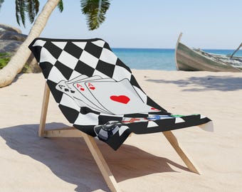 Poker Aces and Chips Beach Towel | Casino Card Game Pattern