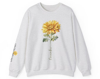 Birth Month Sweatshirt November for Her Sweatshirt Birth Month Chrysanthemum Gift for Mom or Grandma Sweatshirt Birth Month November Flower