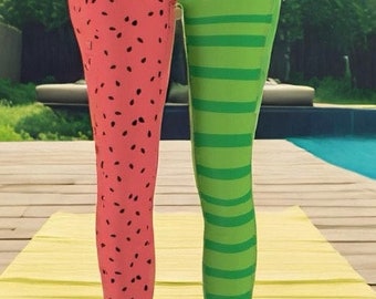 Woman's Leggings Watermelon Print for Her Leggings with Summer Print Watermelon Gift for Her Yoga Leggings Fun Watermelon Theme Leggings