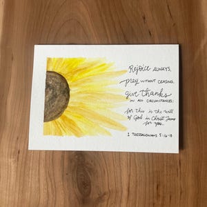 Cartão aquarela 5x7 pintado à mão - Girassol, alegre-se sempre