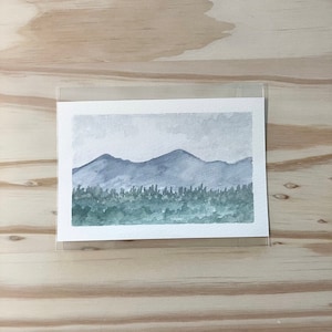 Cartão postal aquarelado 4x6 pintado à mão - PNW Mountainscape