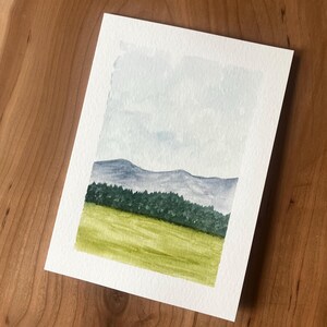 Cartão aquarela 5x7 pintado à mão - Montana Mountain View