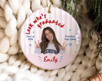 Personalized Graduation Photo Ornament, Class of 2026 Ornament, High School Graduation Ornament, Personalized School Ornament