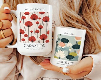 Custom Birth Flower Mug Gift for Best Friend, Personalized Bridesmaid Gift, Customizable Mug for Mom, Birthday Gift for Her