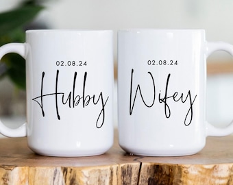 Personalized Mr & Mrs Coffee Mugs, Husband and Wife Mug, Mr and Mrs Mug, Custom Mr Mrs Coffee Mugs, New Bride and Groom Set, Valentines Gift
