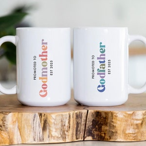 Promoted to Godmother, Godfather Gift, Godparent Proposal Mug Set, Godparents Gift, Personalized Gift for Godmum and God Father