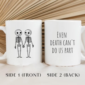 Funny Mr and Mrs Mug, Custom Initial Newlywed Gift, Engagement Gift, Couple Mug Set, Goth Bride Gift, Skeleton Wedding, Valentines Day Gift