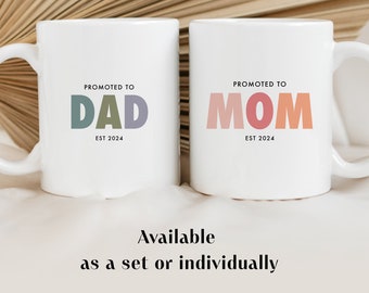 New Mommy Daddy Coffee Mug, 1st Mothers Day Mug Gift, Promoted to New Mom and Dad Mug Set, Baby Shower Gift, New Parents Gift Basket Mug