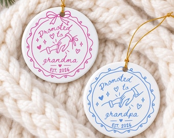Promoted to Grandma Ornament, Personalized Grandma and Grandpa Ornament, Pregnancy Announcement Gift, New Grandma Gift, Promoted to Grandpa