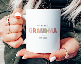Anuncio de embarazo Juego de tazas para abuelos, promocionado de padres a abuelos, regalo personalizado para el nuevo juego de tazas para abuelos y abuelas