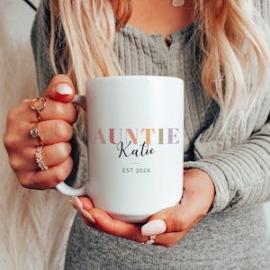 Personalized Pregnancy Announcement Auntie Uncle Mug, Pregnancy Reveal Mug for New Aunt New Uncle Mug Set Gift, Cool Aunt Mug, Gift for Aunt