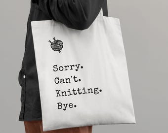 Funny Knitting Canvas Tote Bag, Knitter Tote Bag, Knitting Tote Gift, Totebag for Knitter, Knitting Tote Bag, Knitting gift for her
