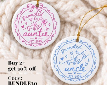 Promoted to Auntie and Uncle Ornament, Pregnancy Announcement Gift, Auntie To Be Baby Reveal Keepsake, Est 2026