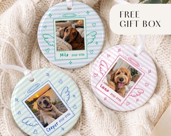 Personalized Dog Memorial Photo Ornament, Pet Remembrance Gift, Pet Loss Gift